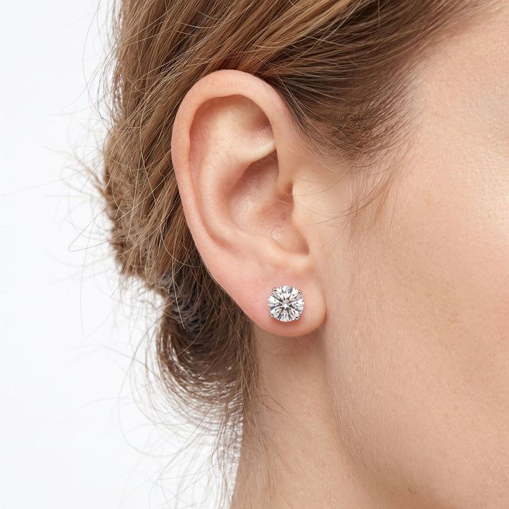 Classic Moissanite Solitaire Stud Earrings