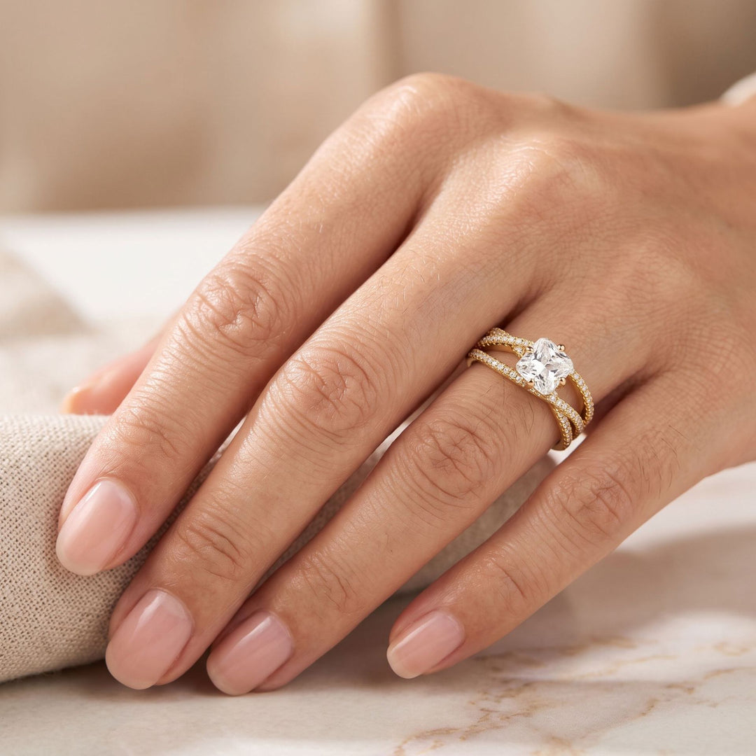 Crisscross Pavé Moissanite Ring
