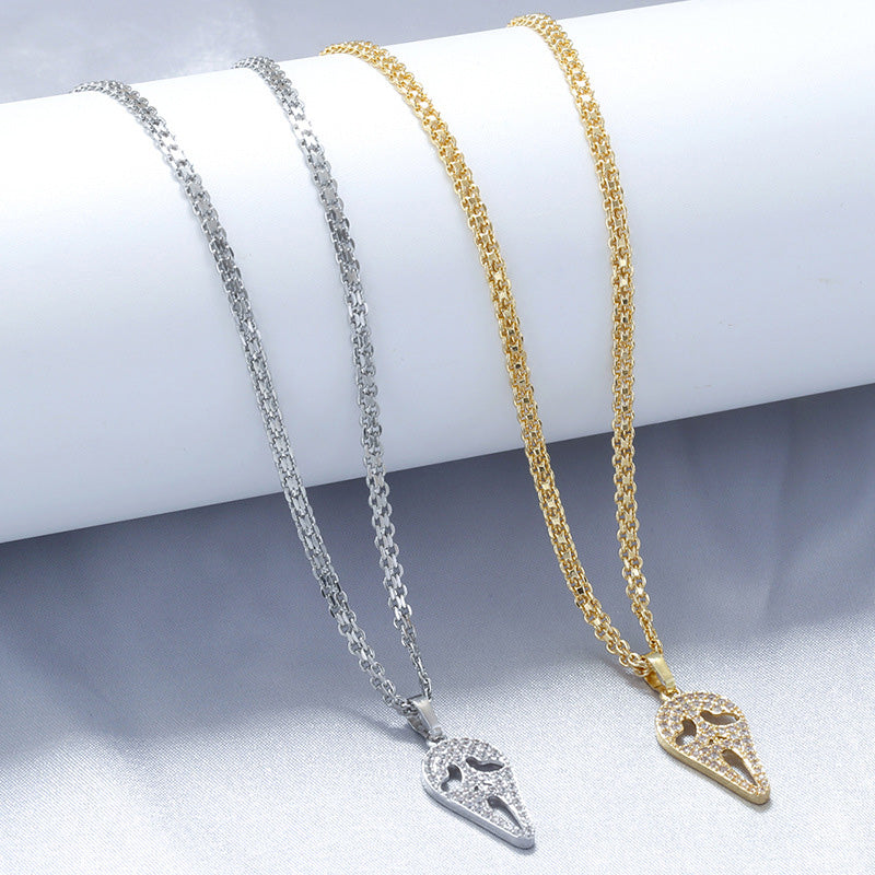 Pavé Ghost Face Pendant Necklace