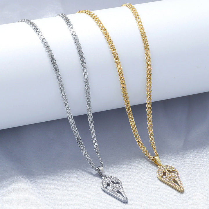 Pavé Ghost Face Pendant Necklace