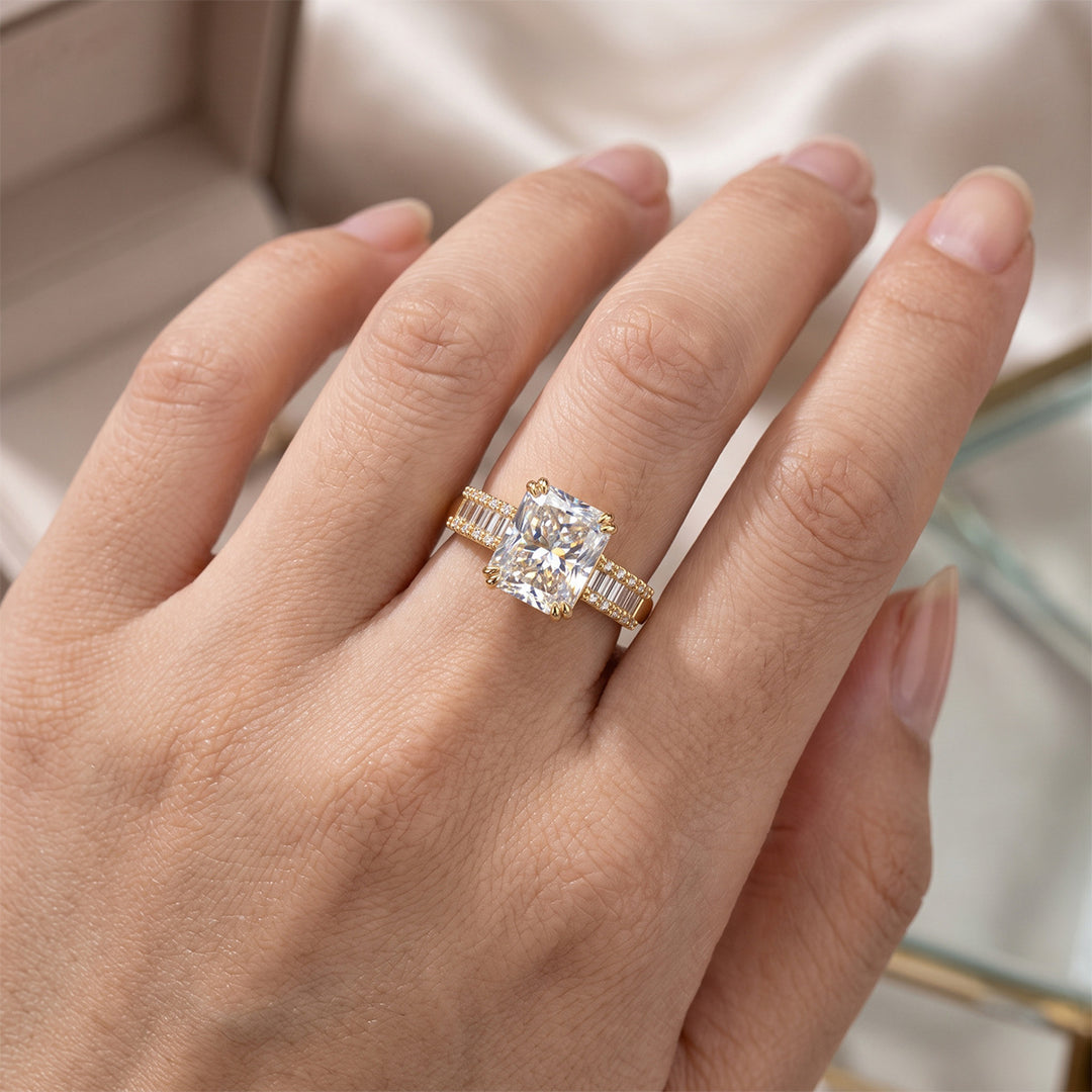 Ice‑Cut Side Baguette Accent Ring