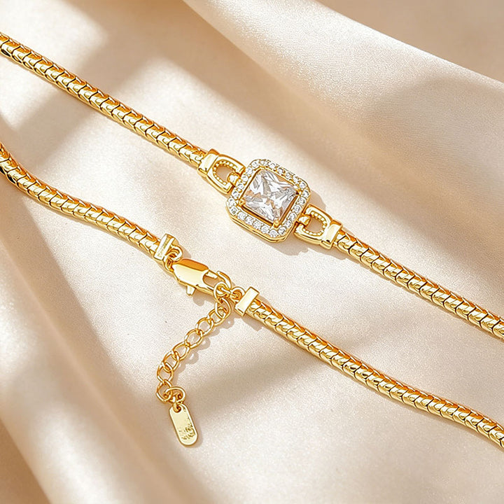 Halo-Style Snake Chain Bracelet With Diamond Accents