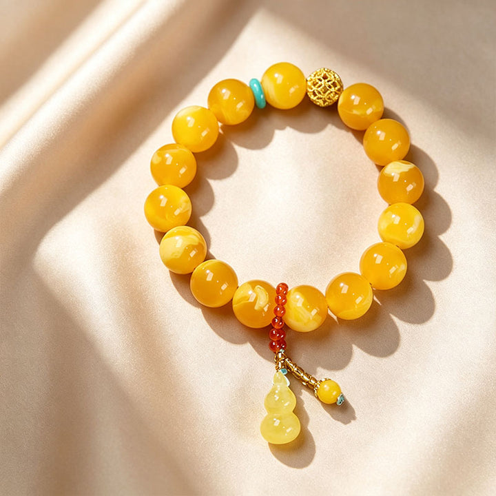 Amber Gourd Tassel Beaded Bracelet