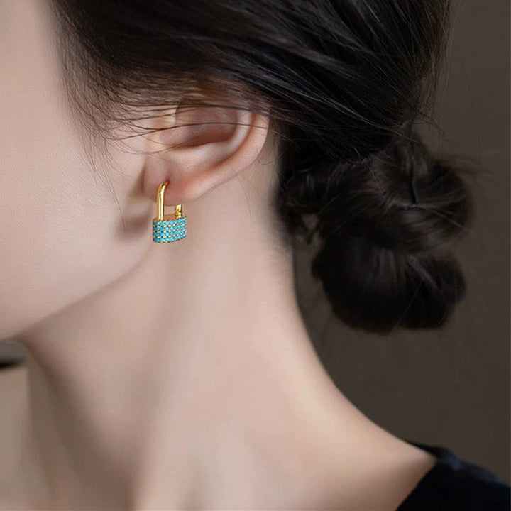 Blue Turquoise Hoop Earrings
