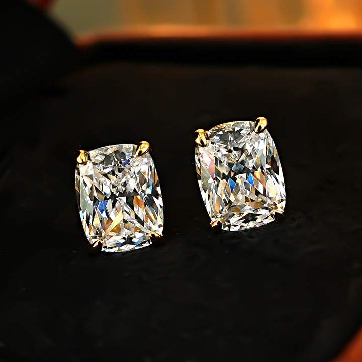Cushion Ice Cut Four Prong Stud Earrings