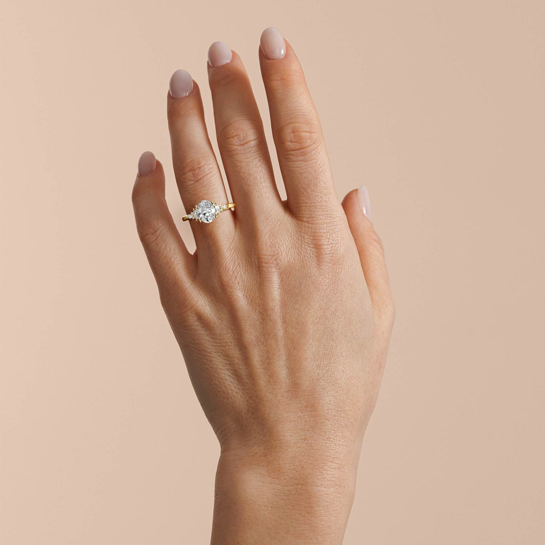 Oval Four-Prong Side Cluster Ring