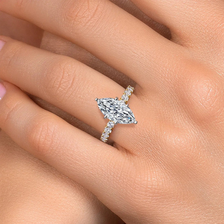 Marquise Six-Prong Pavé Band Ring