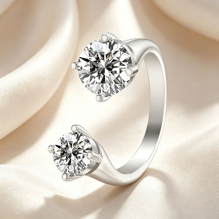 Two Stone Open Cuff Toi et Moi Ring