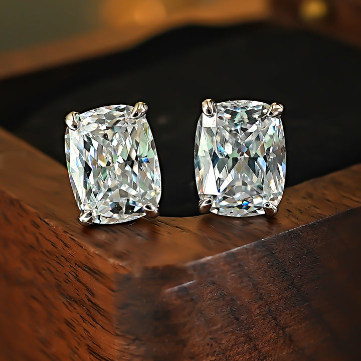 Cushion Ice Cut Four Prong Stud Earrings