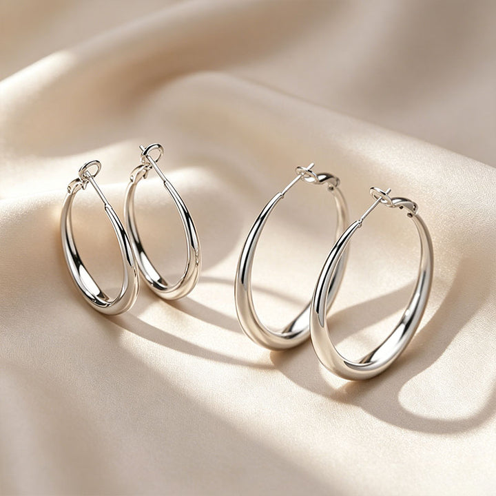 Smooth, Chunky Round Hoop Earrings