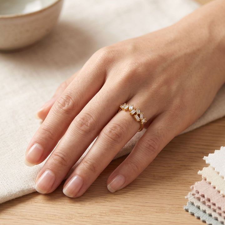 Baguette‑Cut Scattered Band Ring