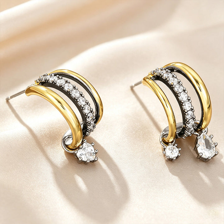 Two-Tone Layered C-Hoop Earrings