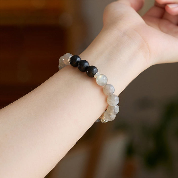 Simple Grey Moonstone Beaded Bracelet