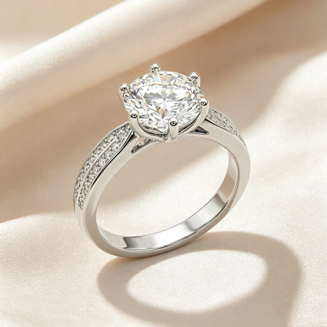 Classic Six-Prong Moissanite Ring Set