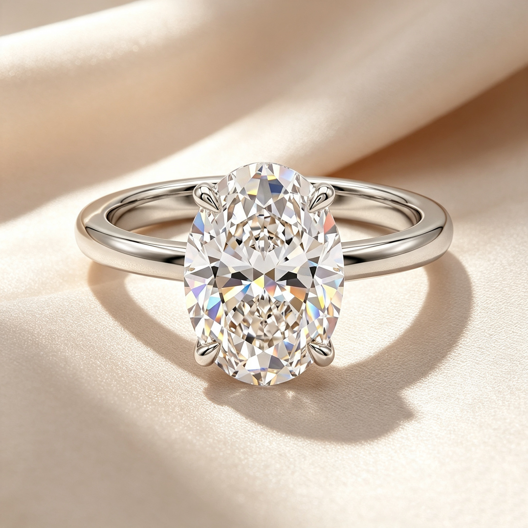 Oval Solitaire Moissanite Ring
