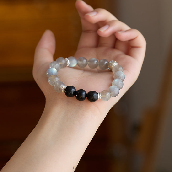 Simple Grey Moonstone Beaded Bracelet