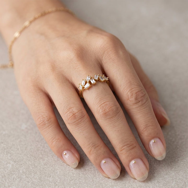 Baguette‑Cut Scattered Band Ring
