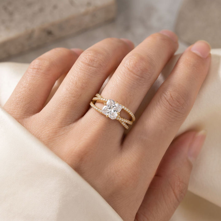 Crisscross Pavé Moissanite Ring