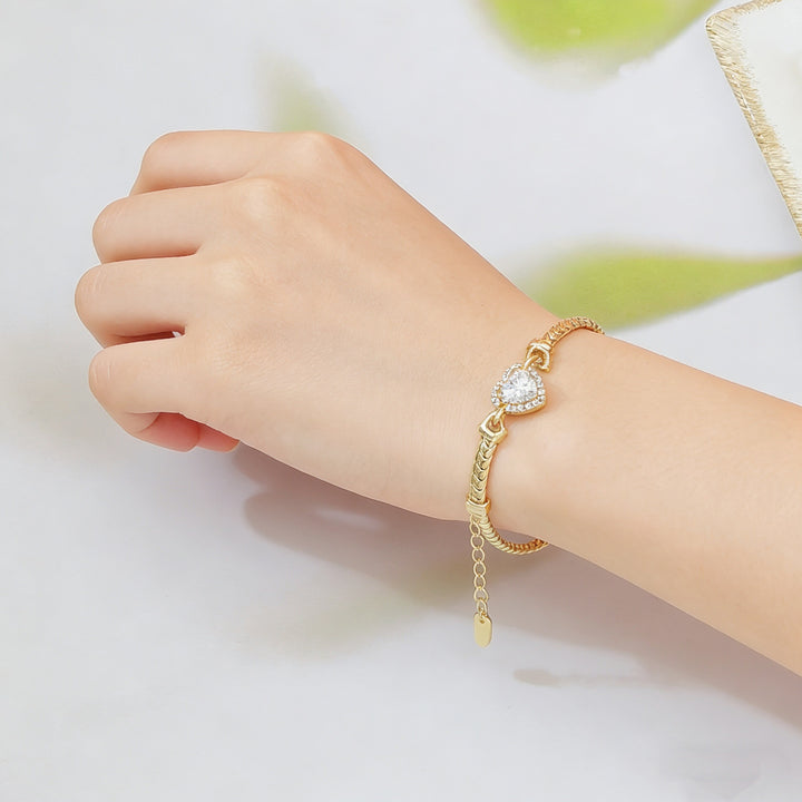 Halo-Style Snake Chain Bracelet With Diamond Accents