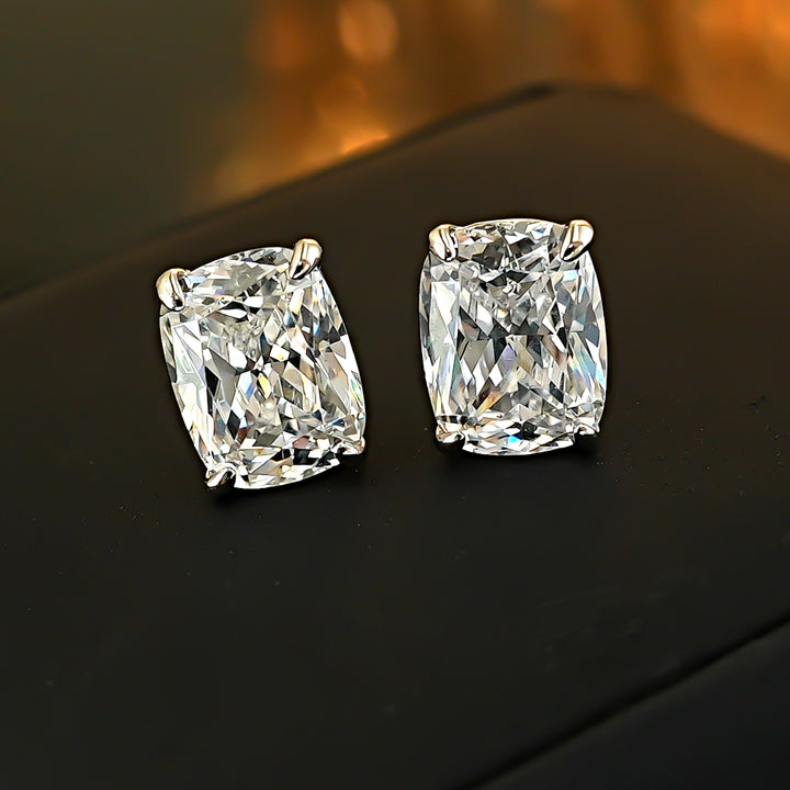 Cushion Ice Cut Four Prong Stud Earrings