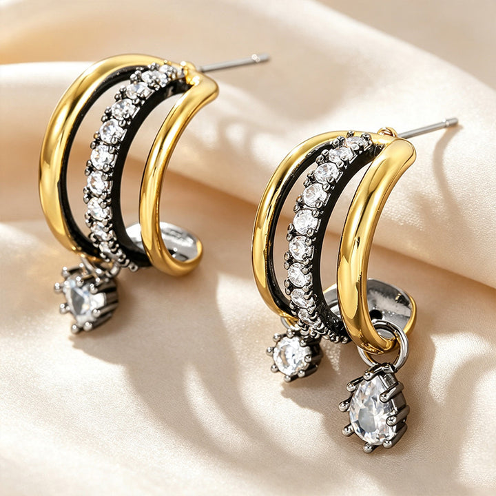 Two-Tone Layered C-Hoop Earrings