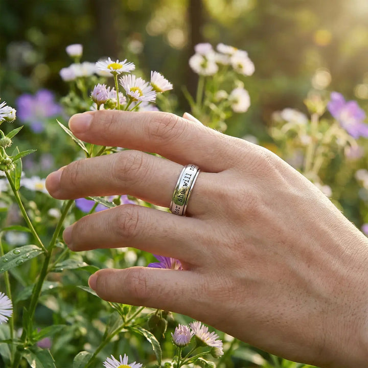 Rotatable Engraved Scripture Cross Band Ring