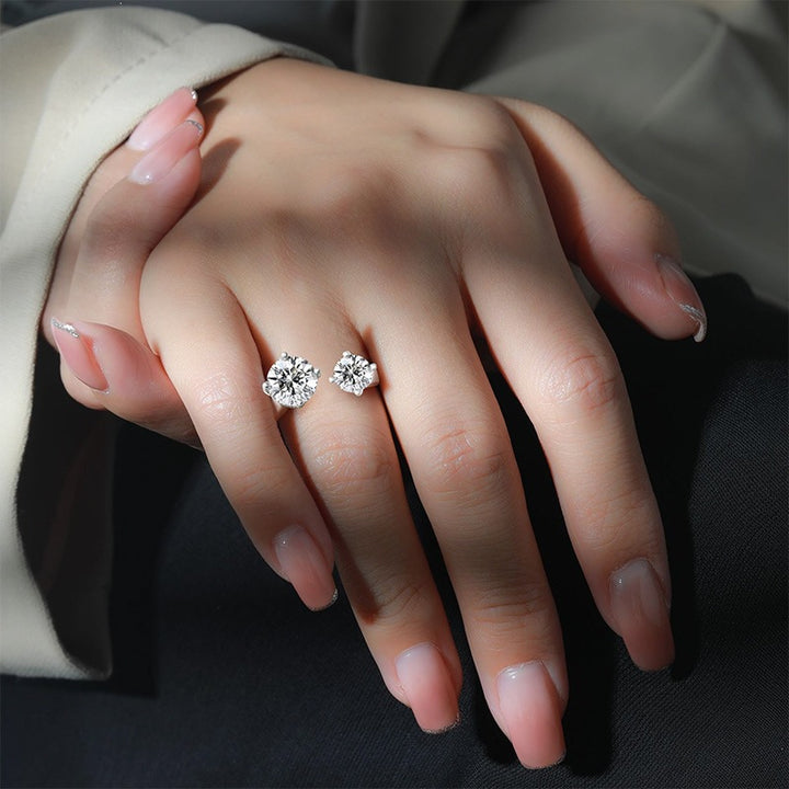 Two Stone Open Cuff Toi et Moi Ring