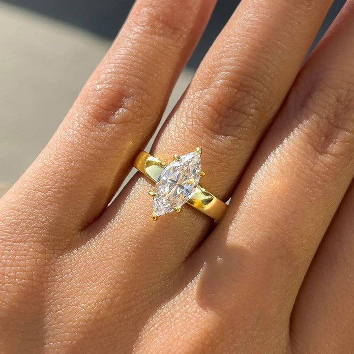 Marquise Three‑Stone Bridal Ring Set