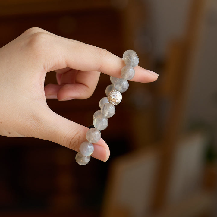 Simple Grey Moonstone Beaded Bracelet