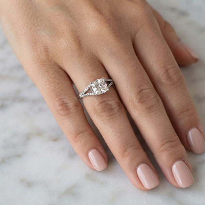 Cushion Split Shank Pavé Moissanite Ring