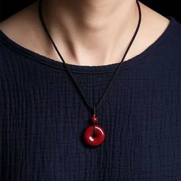 Cinnabar Peace Donut Pendant Necklace