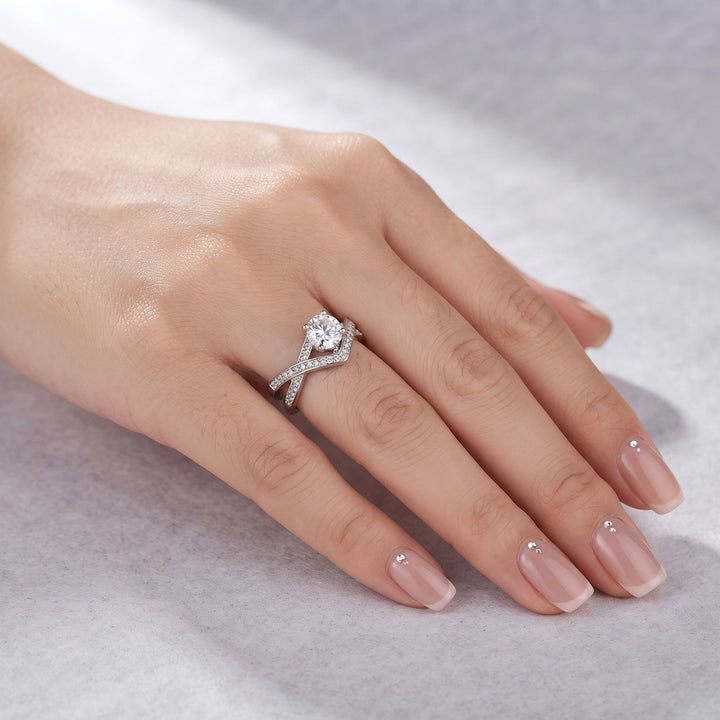 Round Twist Pavé Band Moissanite Ring