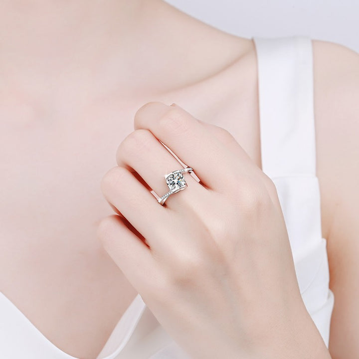 Square Bezel Set Moissanite Ring
