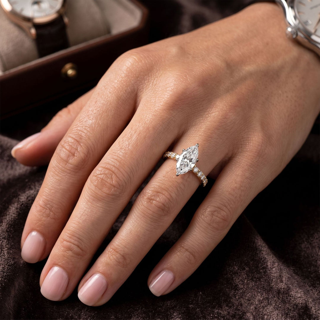 Marquise Six-Prong Pavé Band Ring