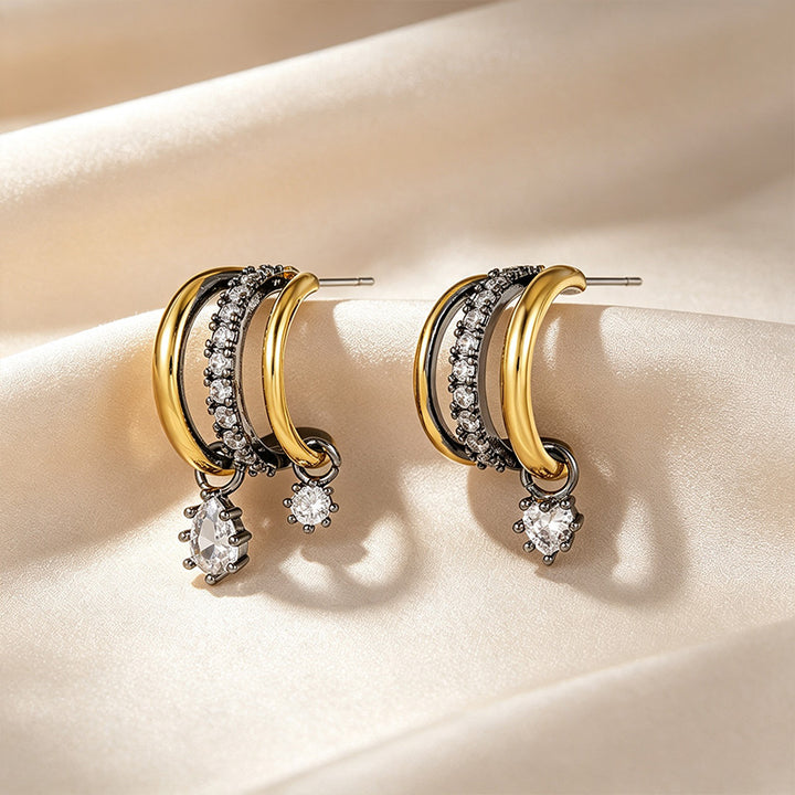 Two-Tone Layered C-Hoop Earrings