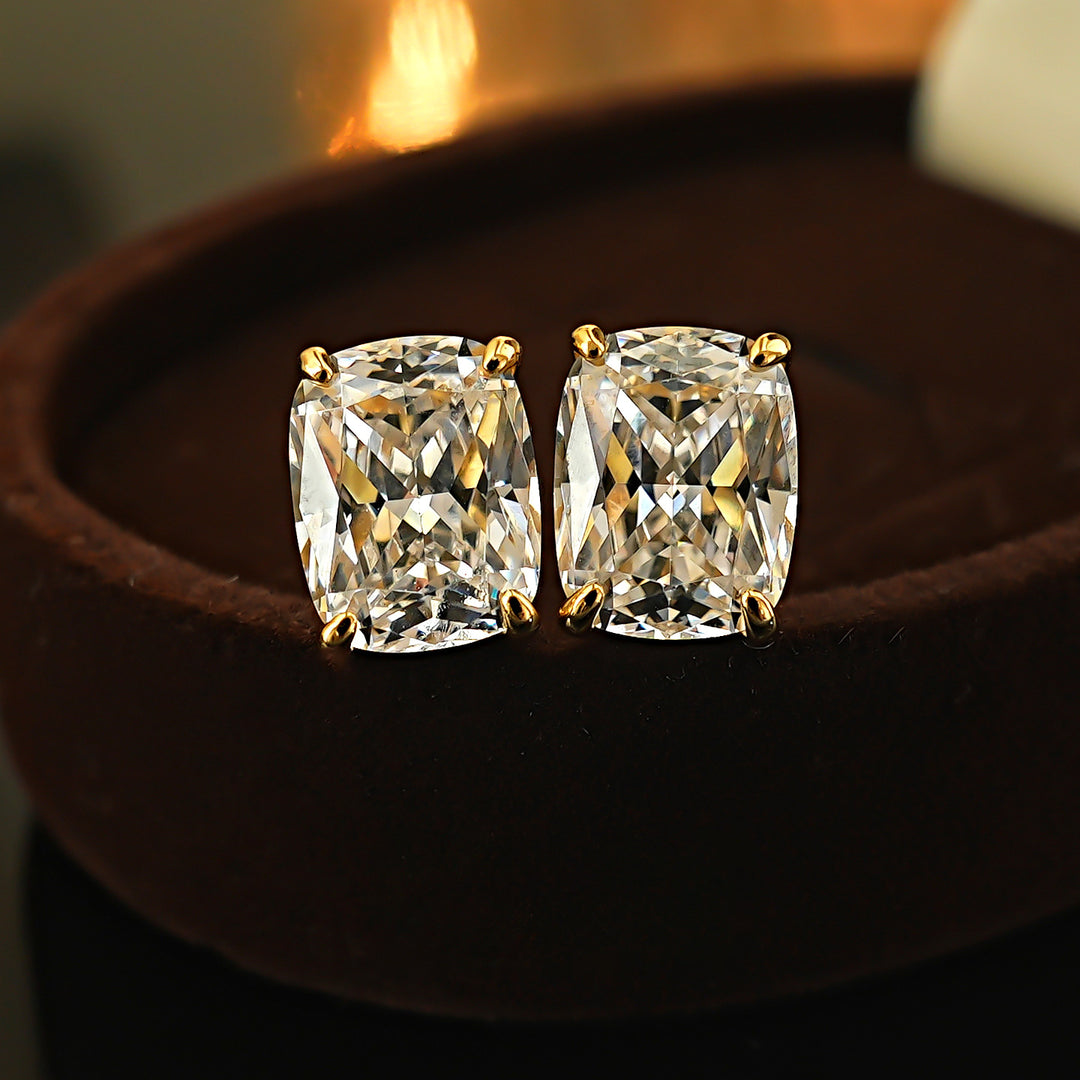 Cushion Ice Cut Four Prong Stud Earrings