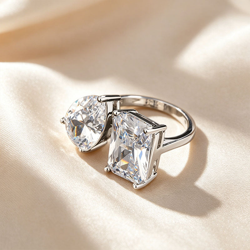 Distinctive Open Ring with Two Stones