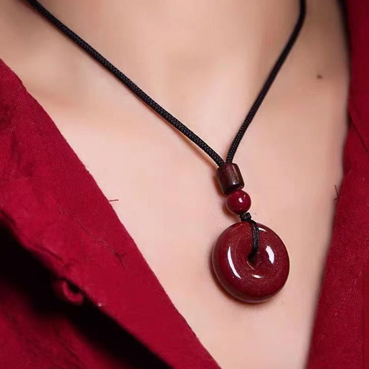 Cinnabar Peace Donut Pendant Necklace