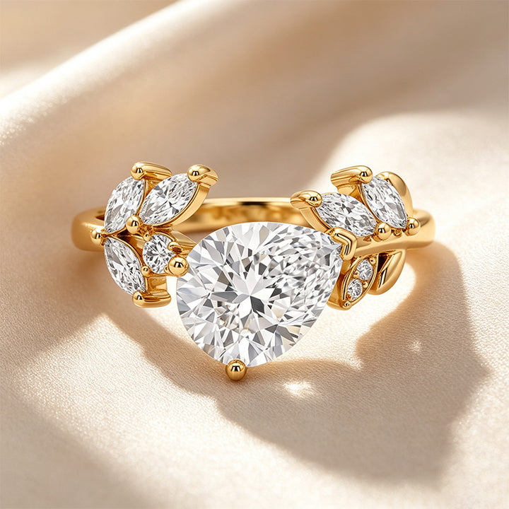 Pear Marquise Leaf Accent Ring