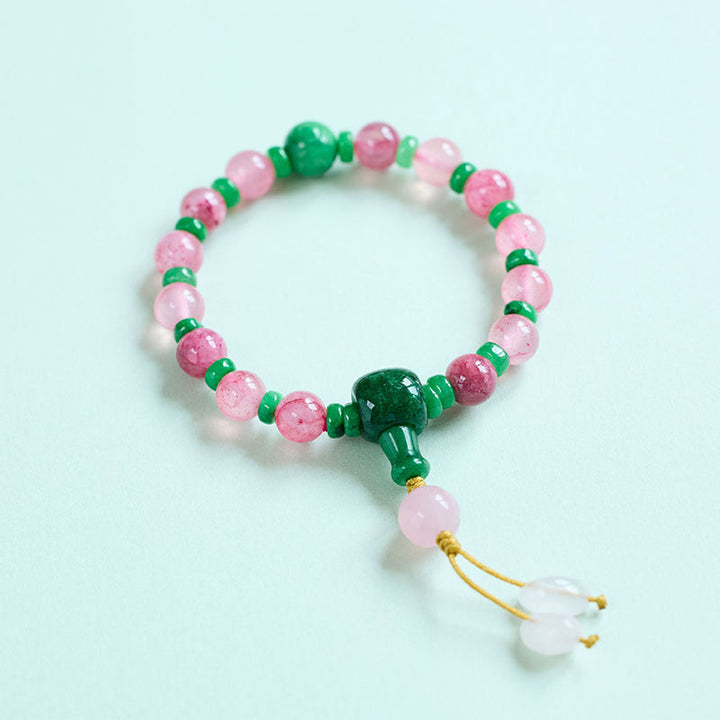 Jade pendant pink natural agate bracelet