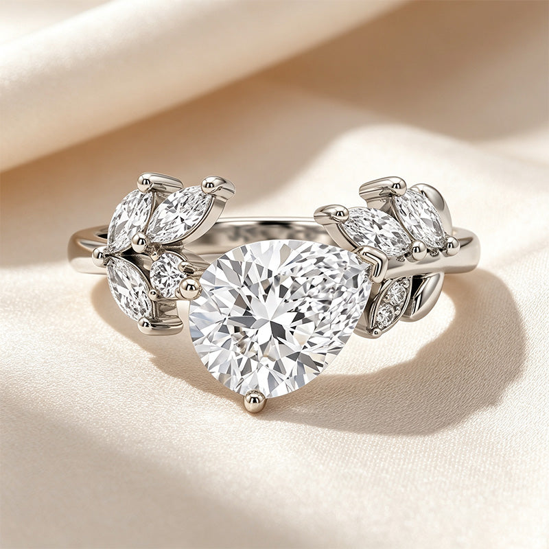 Pear Marquise Leaf Accent Ring
