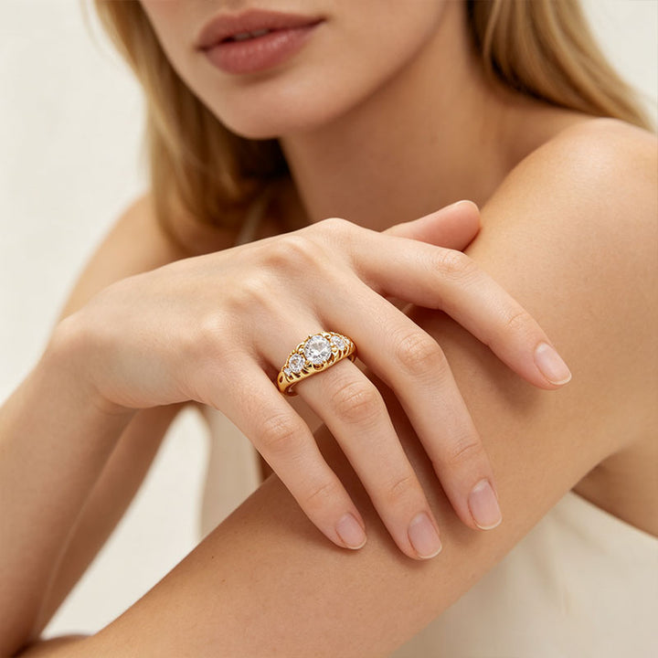 Round Multi-Stone Half Band Ring