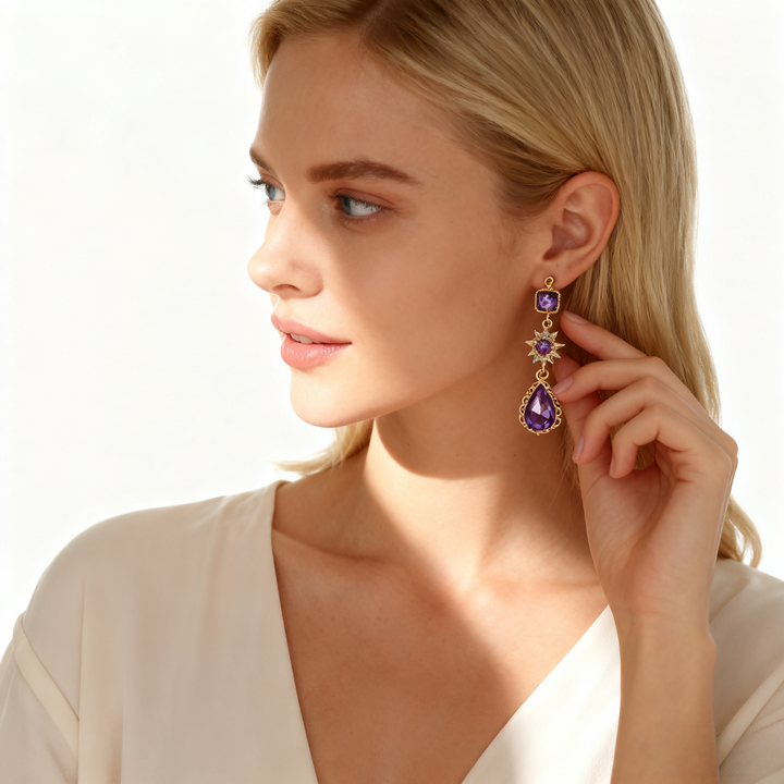 Vintage Amethyst Drop Earrings