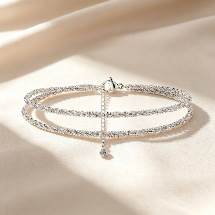 Double Layer Sparkling Wheat Chain Anklet
