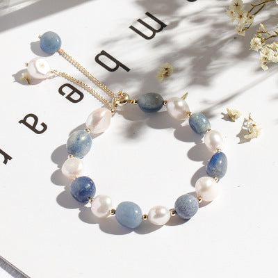 Aventurine jade &amp; pearl bracelet