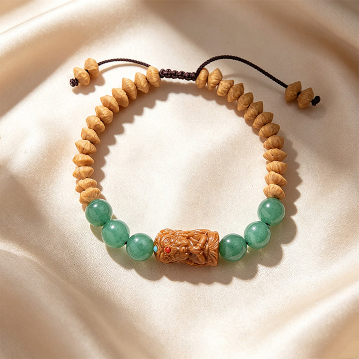 Green Sandalwood &amp; Agate Beaded Bracelet Collection