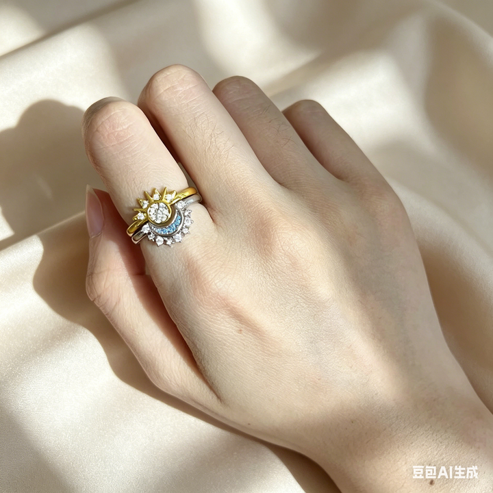 Sun &amp; Moon Adjustable Ring Set