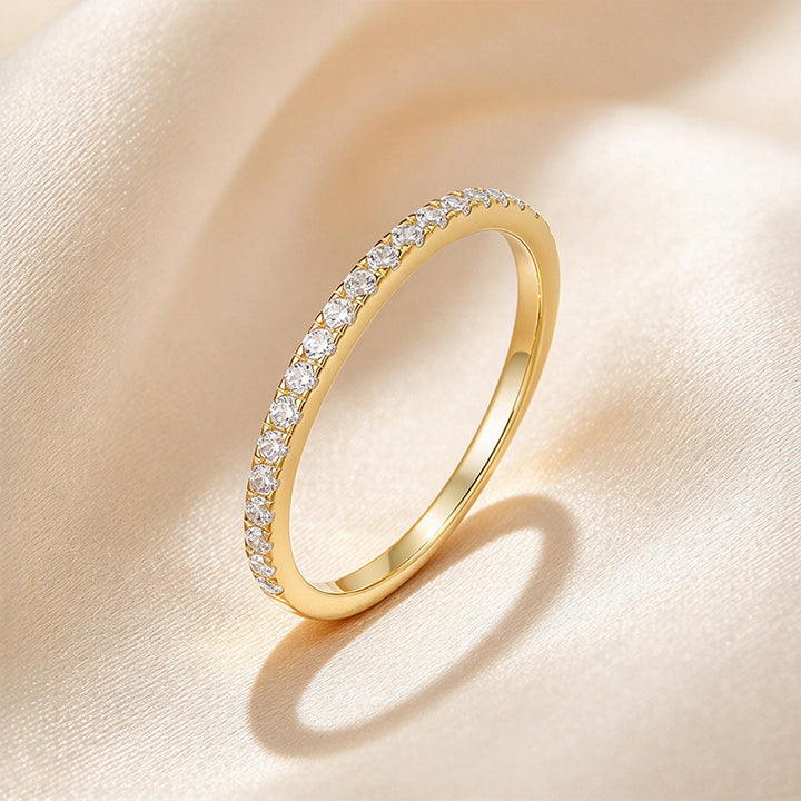 Half Pavé Band Moissanite Stackable Ring