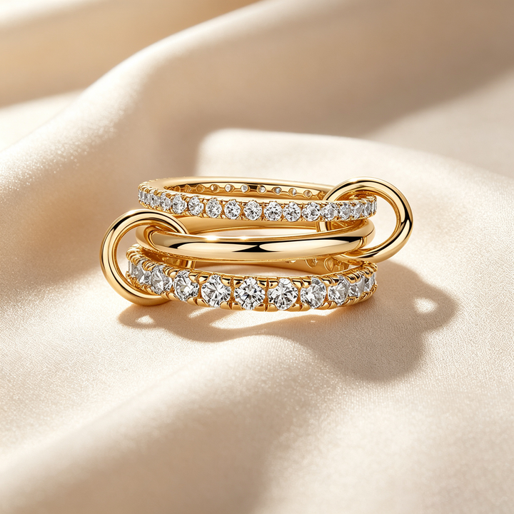 Triple Band Interlocking Link Statement Ring