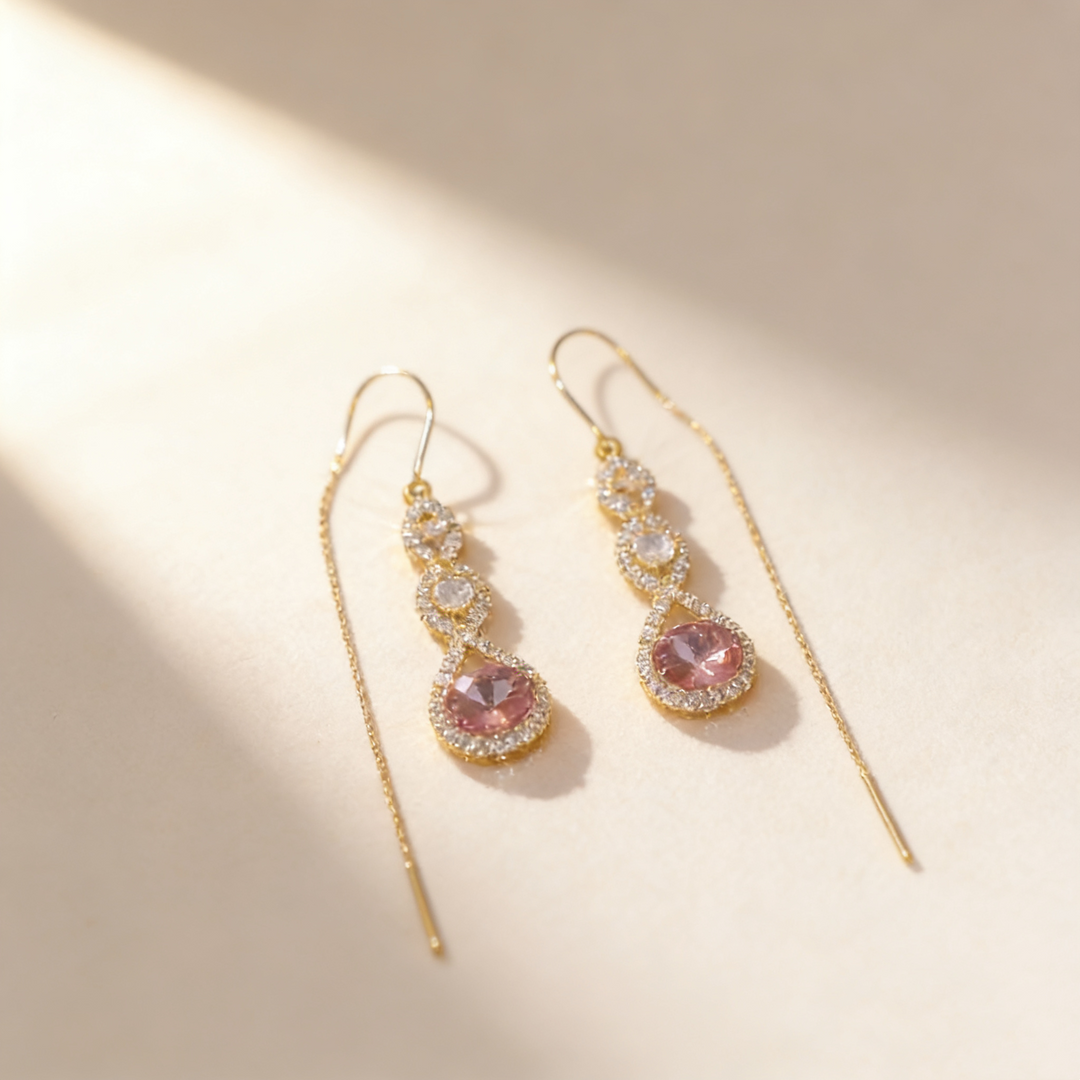 Amethyst Tassel Threader Earrings